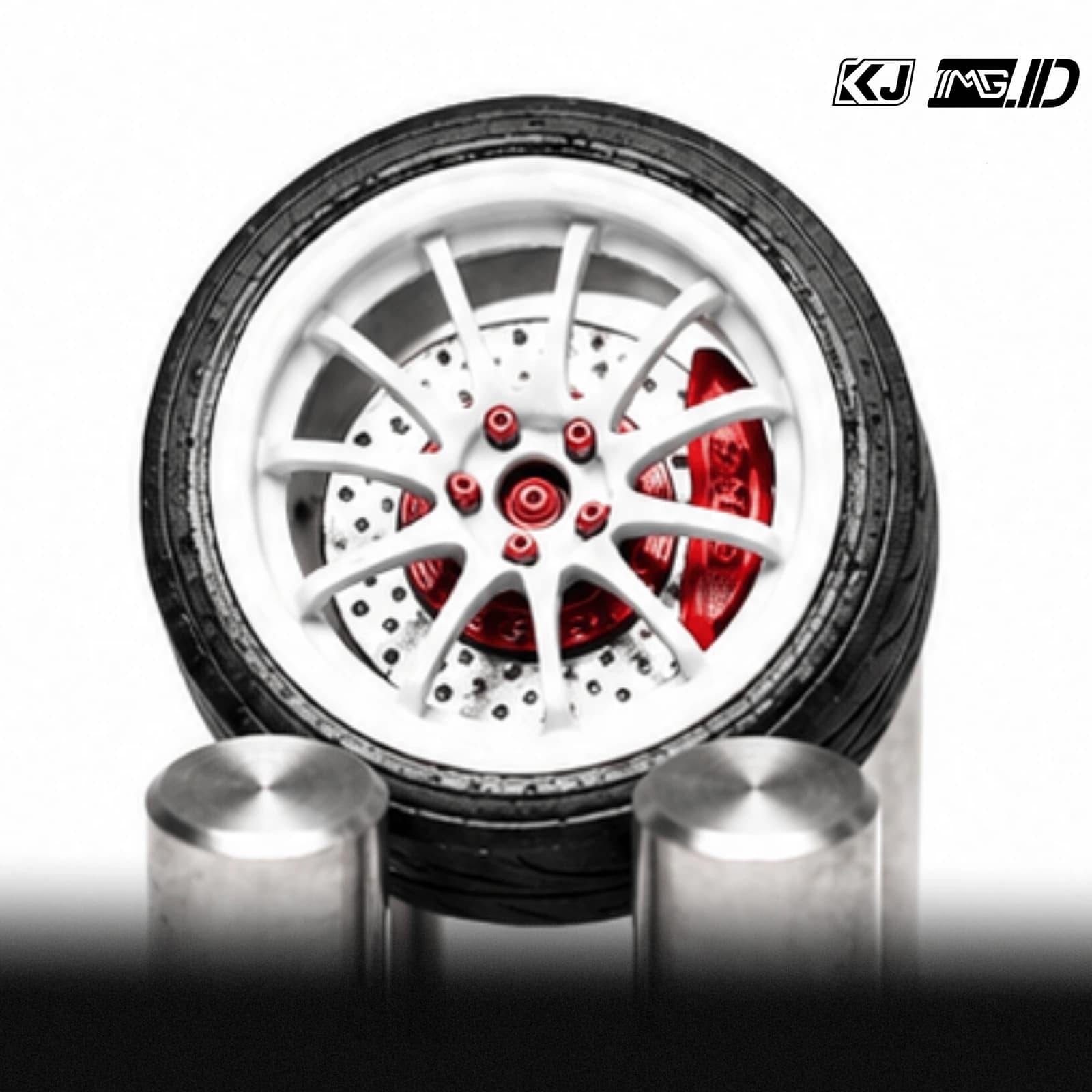 KJ Wheels 1:64 CE28 White 9.7MM 3