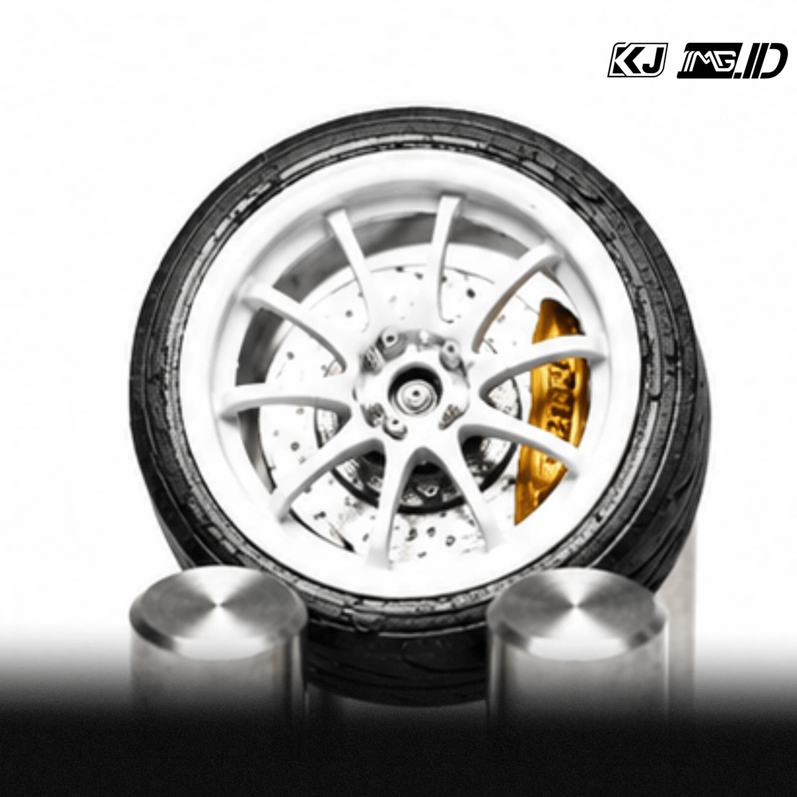 KJ Wheels 1:64 CE28 White 9.7MM 5