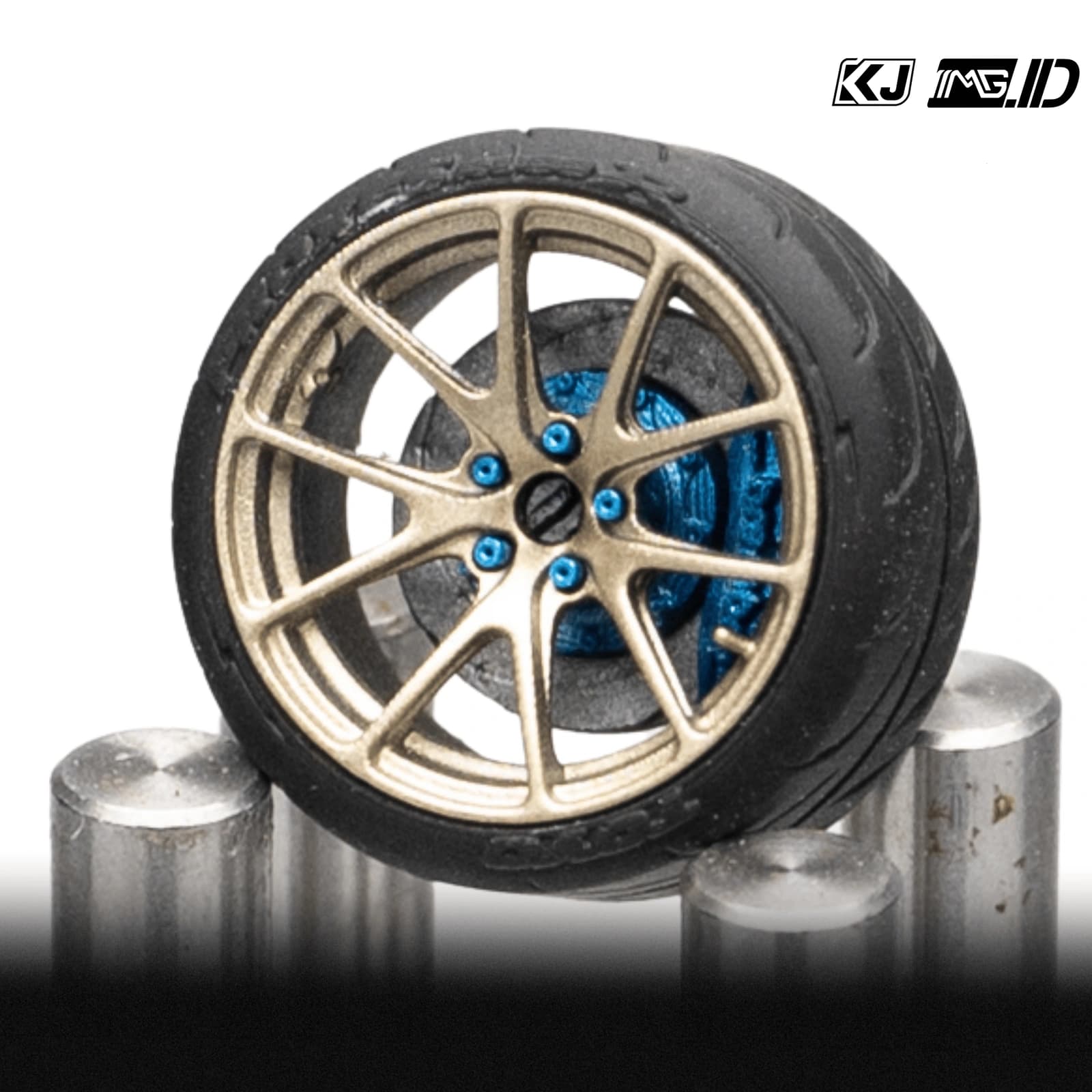 KJ Bodykit 1:64 KJ Custom Wing Bodykit For Mortal Model BMW M2 F87 + Apex VS5RS Wheels 10.2MM With Gold and Blue BBK 3