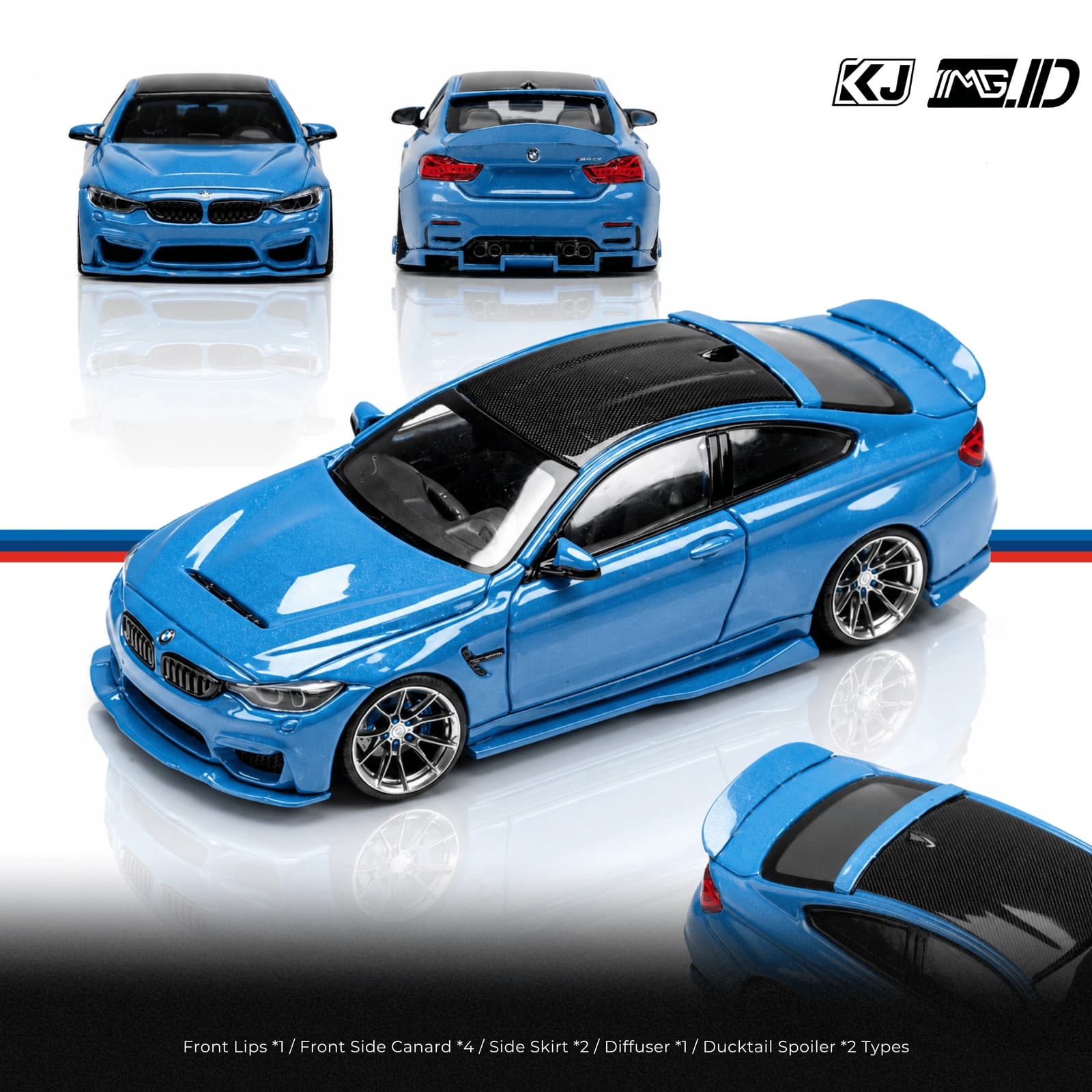 KJ Bodykit 1:64 Yunyue Ducktail Bodykit For Henson and Heaven BMW M4 CS F82 Abu Dhabi Blue