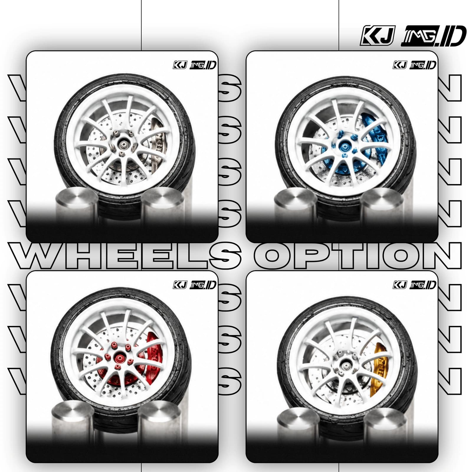 KJ Wheels 1:64 CE28 White 9.7MM