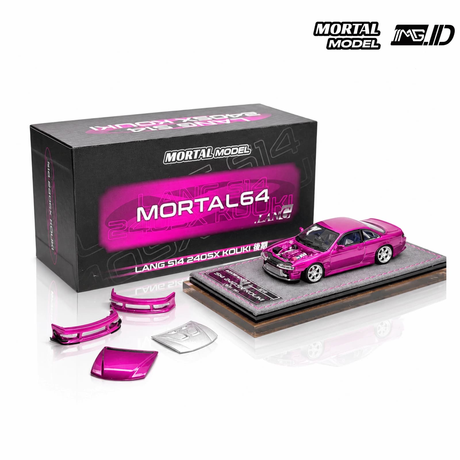 Mortal Model 1:64 Nissan Silvia S14 Lang 240SX Kouki Electric Pink Limited 999 Pcs