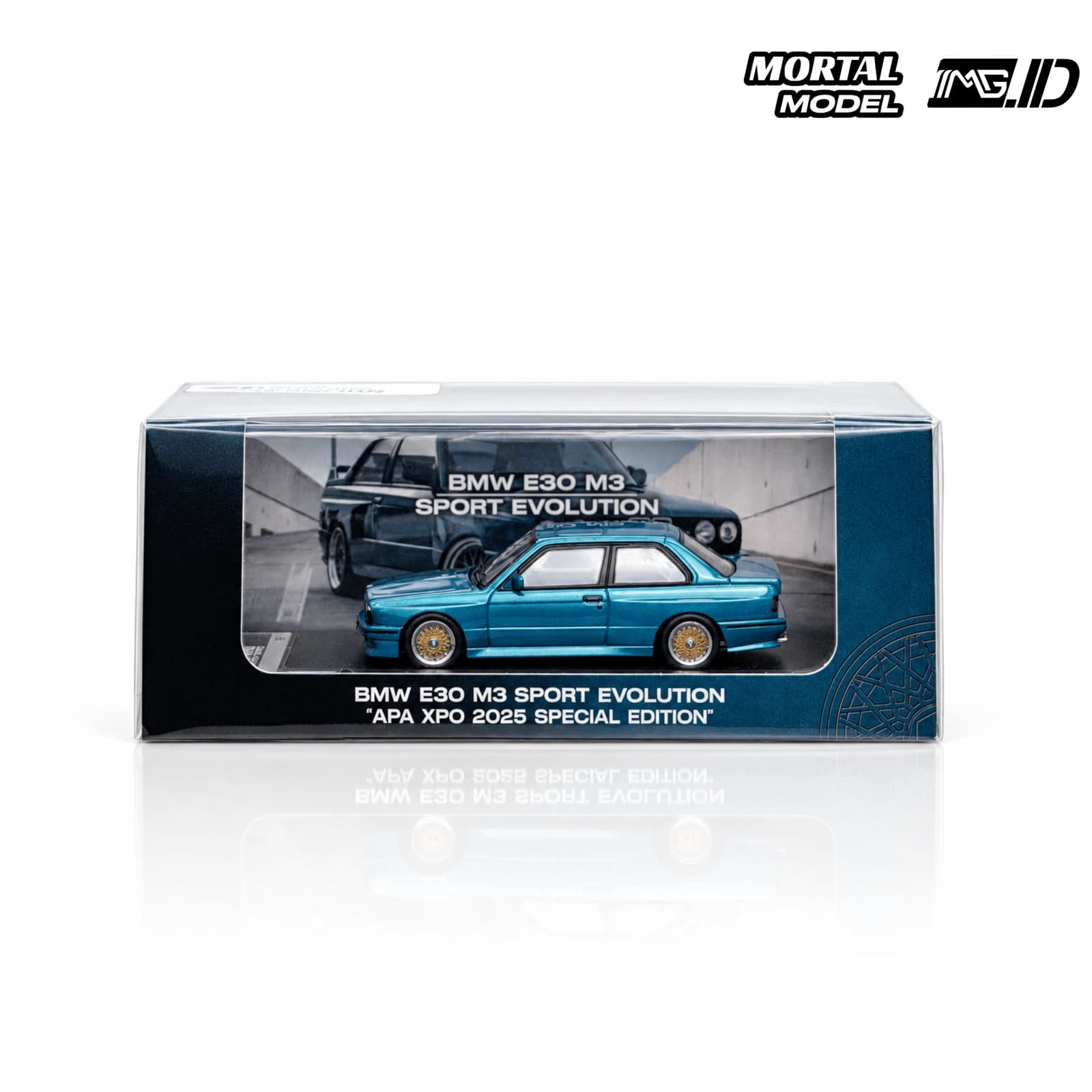Mortal Model 1:64 BMW E30 M3 Sport Evolution APA XPO 2025 Blue Limited 399 Pcs