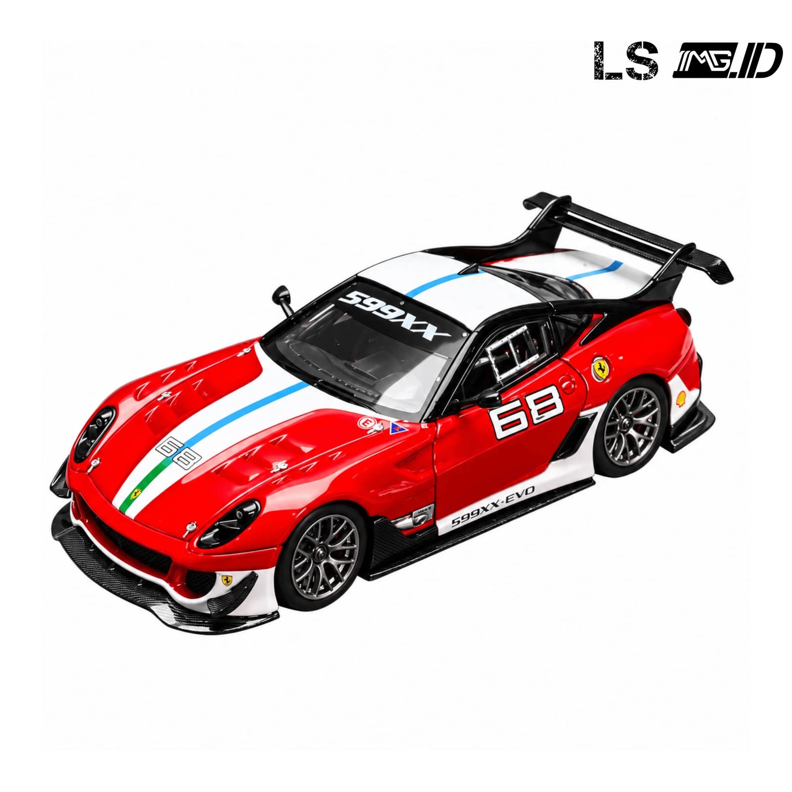 LS Model 1:64 Ferrari 599XX EVO Red with White and Blue Strip Limited 499Pcs