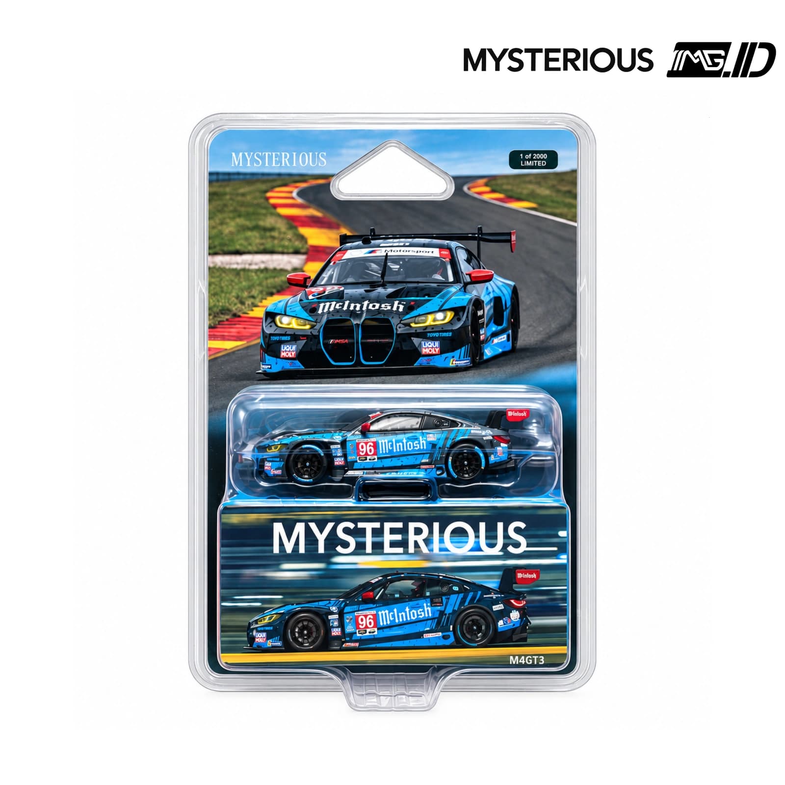 Mysterious 1:64 BMW M4GT3 Dark Grey with Blue Livery